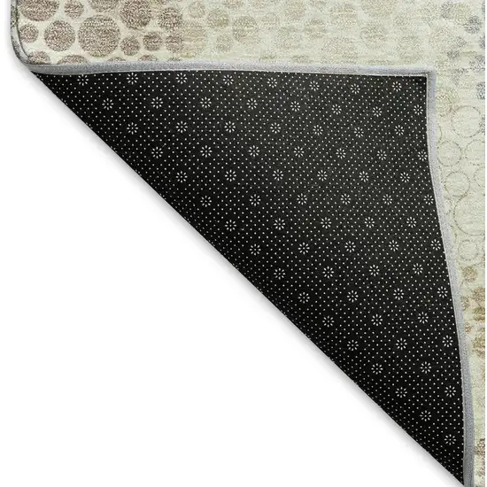 Ivory And Taupe Polka Dot Washable Area Rug With UV Protection Photo 7