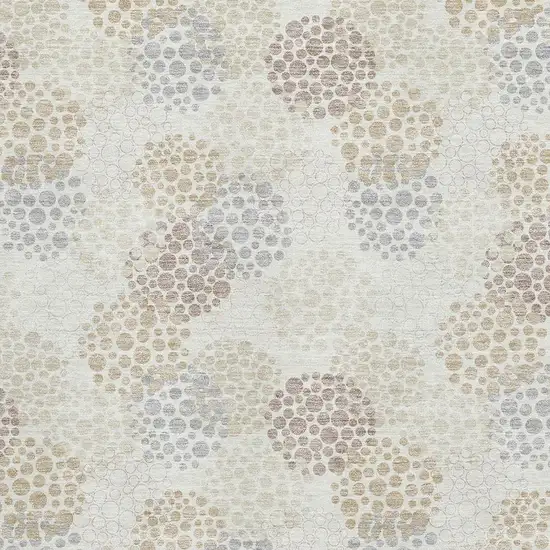 Ivory And Taupe Polka Dot Washable Area Rug With UV Protection Photo 3