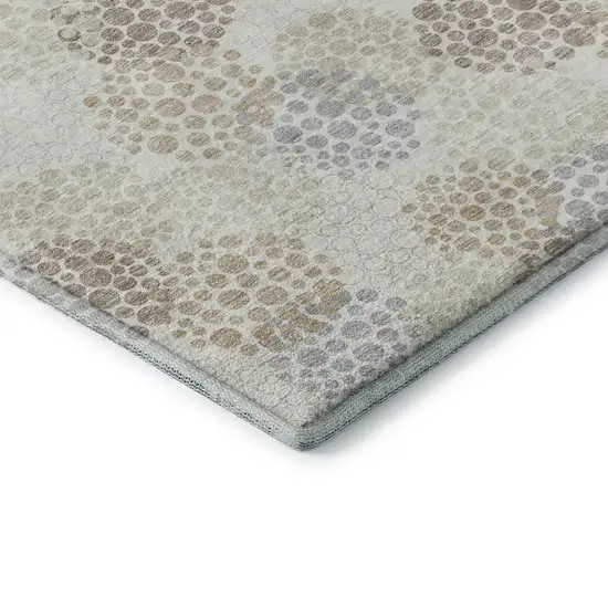 Ivory And Taupe Polka Dot Washable Area Rug With UV Protection Photo 7