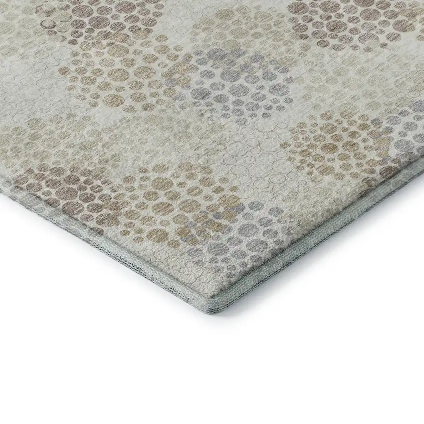 Ivory And Taupe Polka Dot Washable Area Rug With UV Protection Photo 7