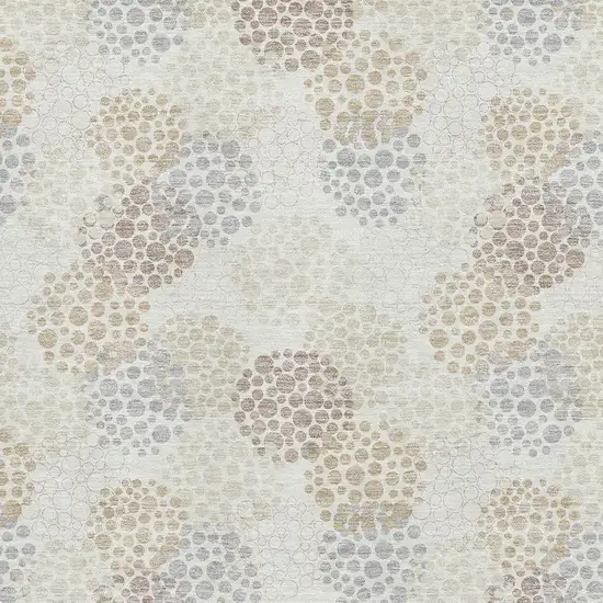 Ivory And Taupe Polka Dot Washable Area Rug With UV Protection Photo 3