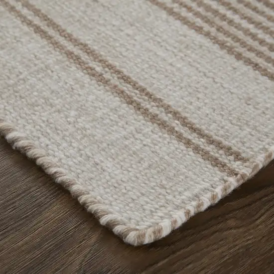 Ivory And Taupe Striped Hand Woven Area Rug Photo 6