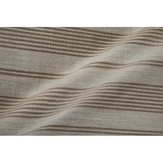 Ivory And Taupe Striped Hand Woven Area Rug Photo 2