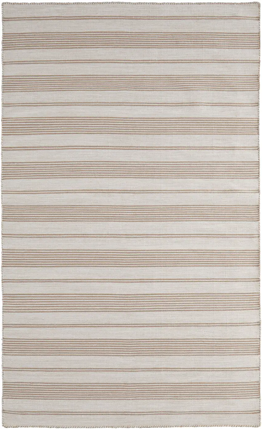 Ivory And Taupe Striped Hand Woven Area Rug Photo 8