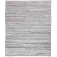 Photo of Ivory And Taupe Striped Hand Woven Stain Resistant Area Rug