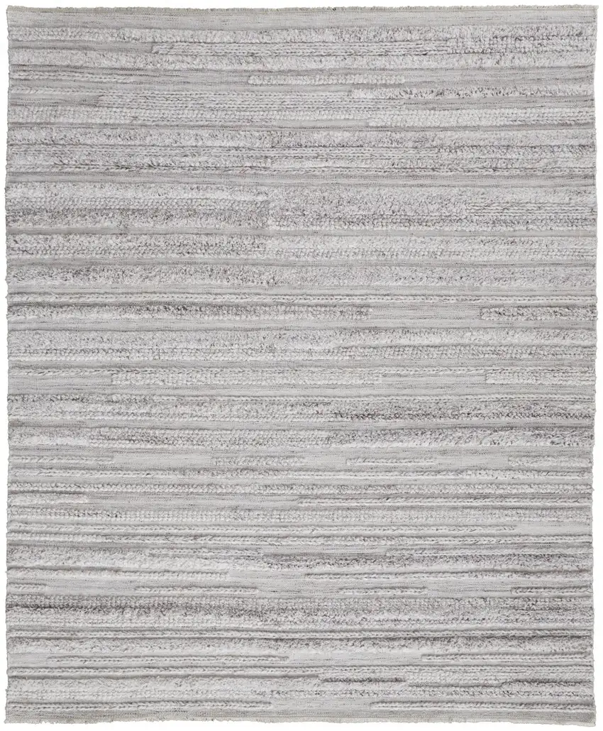 Ivory And Taupe Striped Hand Woven Stain Resistant Area Rug Photo 1