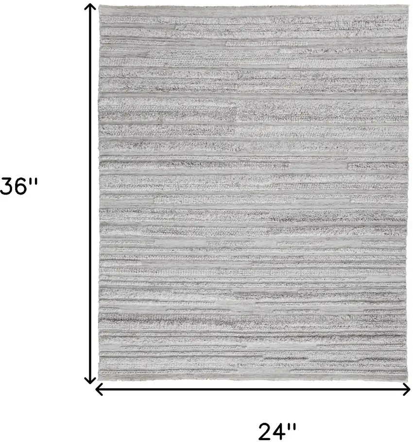 Ivory And Taupe Striped Hand Woven Stain Resistant Area Rug Photo 10