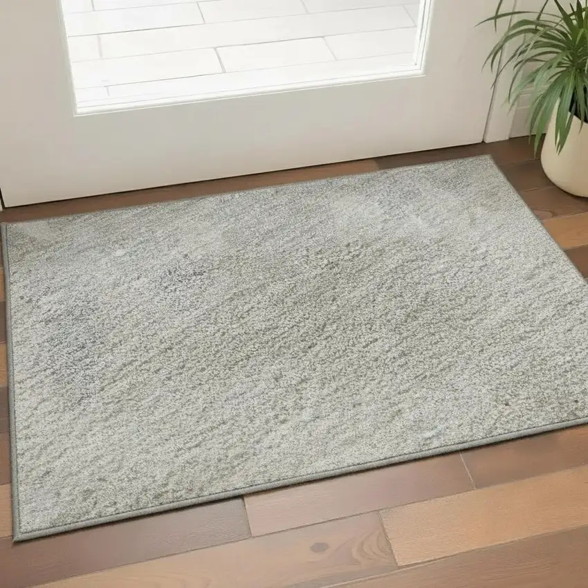 Ivory And Taupe Striped Washable Area Rug With UV Protection Photo 2