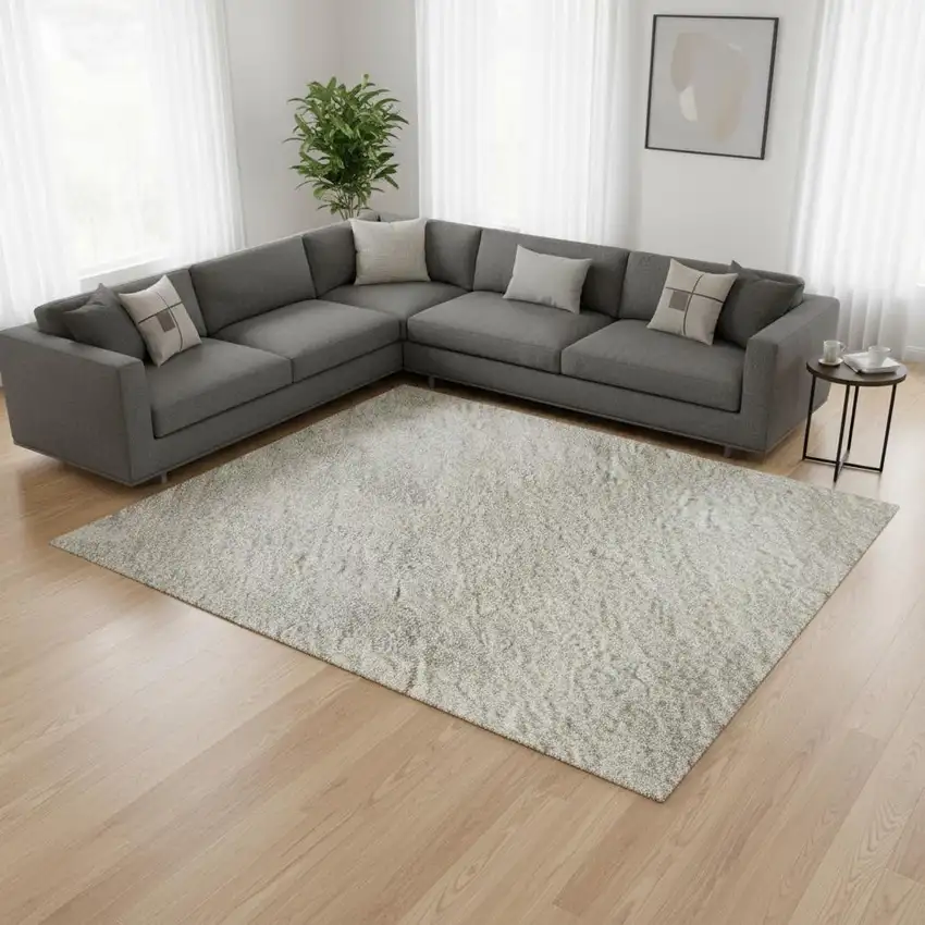 Ivory And Taupe Striped Washable Area Rug With UV Protection Photo 2