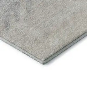 Photo of Ivory And Taupe Striped Washable Area Rug With UV Protection