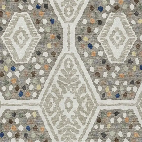 Ivory And Taupe Tribal Washable Indoor Outdoor Area Rug Photo 2