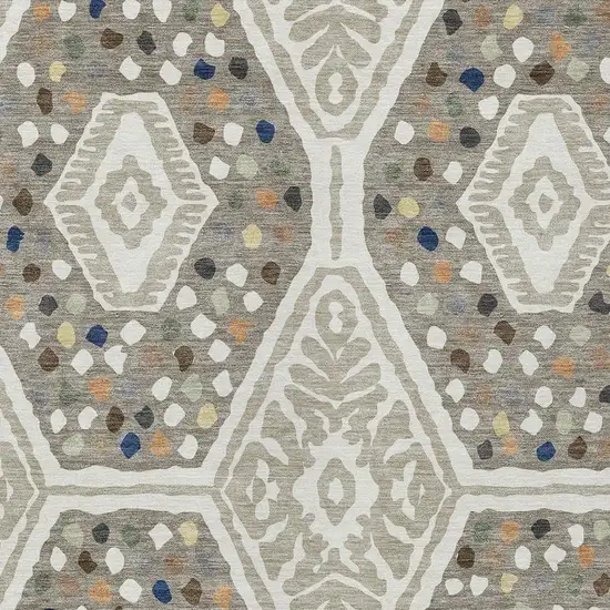 Ivory And Taupe Tribal Washable Indoor Outdoor Area Rug Photo 2