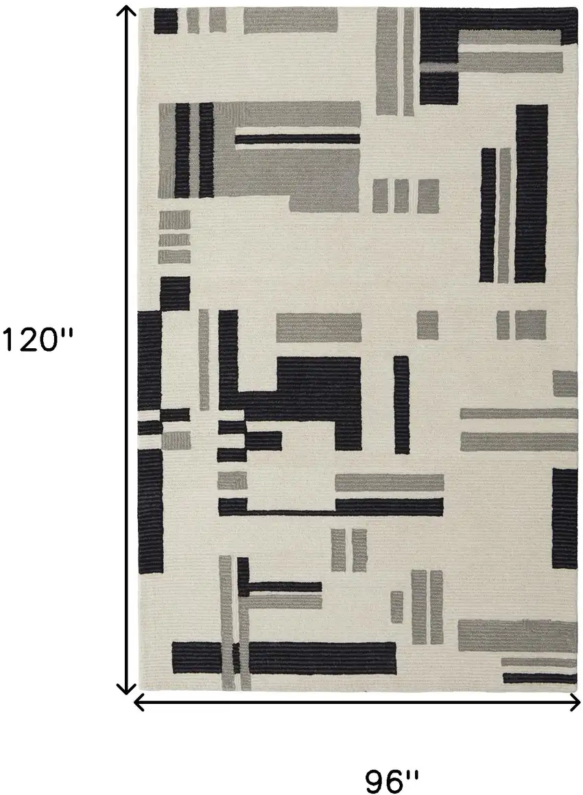 Ivory Wool Abstract Hand Tufted Area Rug Photo 3