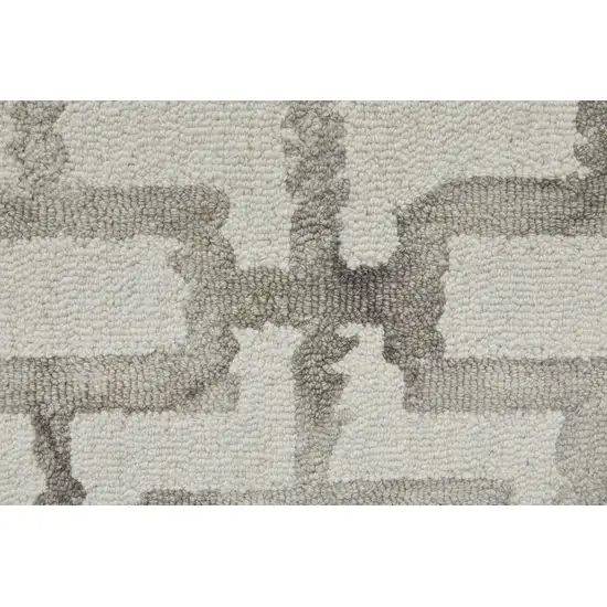 Ivory And Taupe Wool Geometric Hand Tufted Area Rug Photo 8