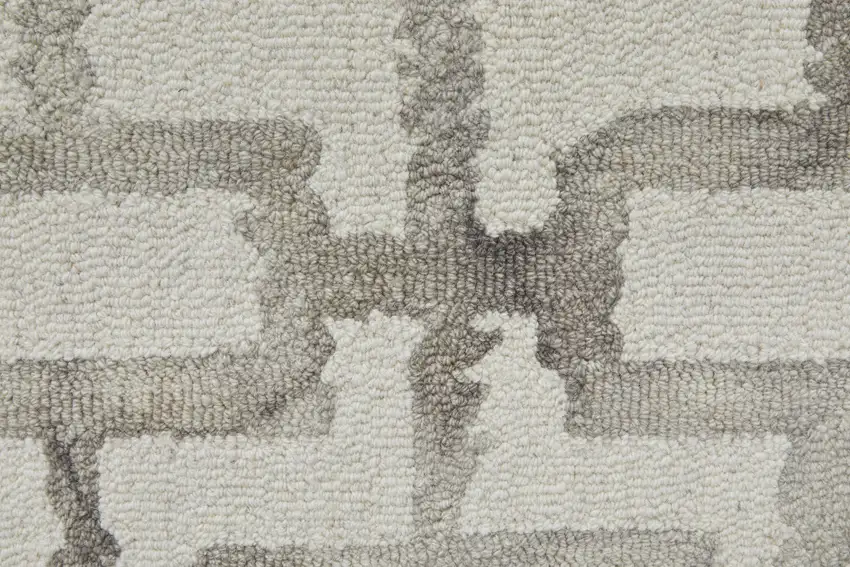 Ivory And Taupe Wool Geometric Hand Tufted Area Rug Photo 8