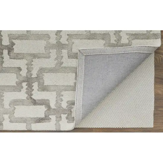 Ivory And Taupe Wool Geometric Hand Tufted Area Rug Photo 5
