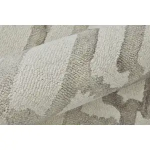 Photo of Ivory And Taupe Wool Geometric Tufted Handmade Area Rug