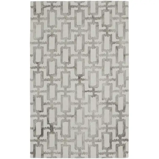 Ivory And Taupe Wool Geometric Hand Tufted Area Rug Photo 2