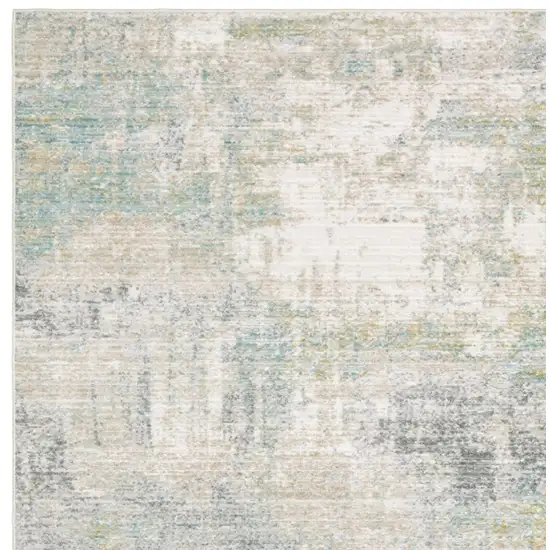 Ivory And Teal Abstract Area Rug Photo 3