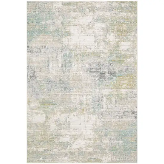 Ivory And Teal Abstract Area Rug Photo 2