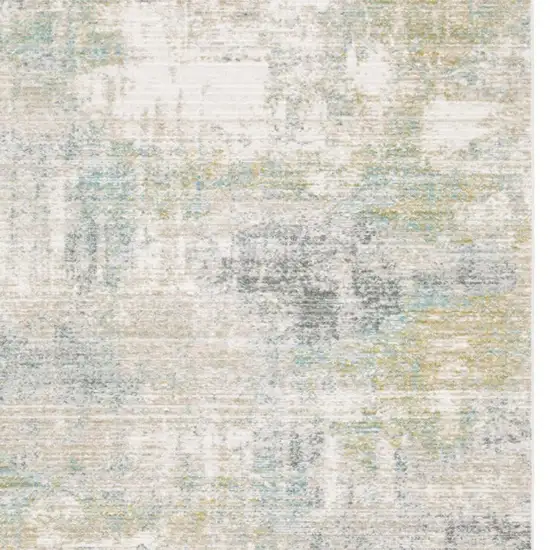 Ivory And Teal Abstract Area Rug Photo 3