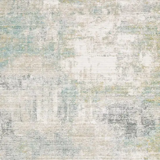 Ivory And Teal Abstract Area Rug Photo 3