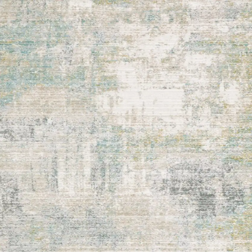 Ivory And Teal Abstract Area Rug Photo 3