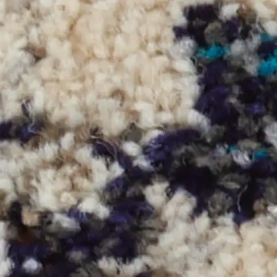 Ivory And Teal Blue Abstract Power Loom Non Skid Area Rug Photo 4