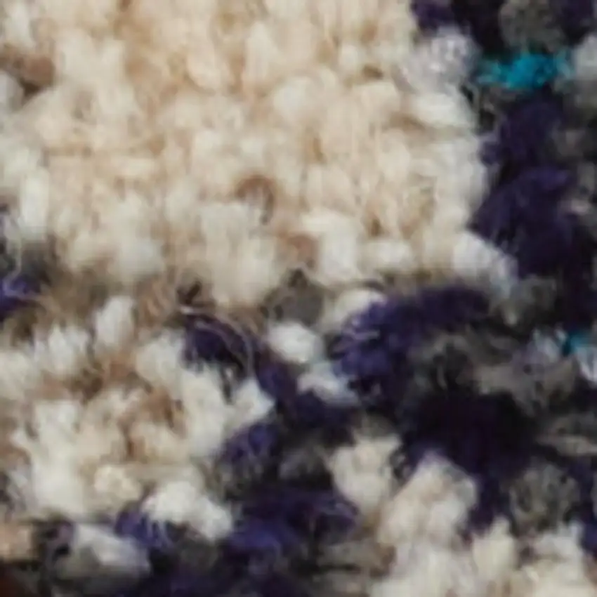 Ivory And Teal Blue Abstract Power Loom Non Skid Area Rug Photo 2