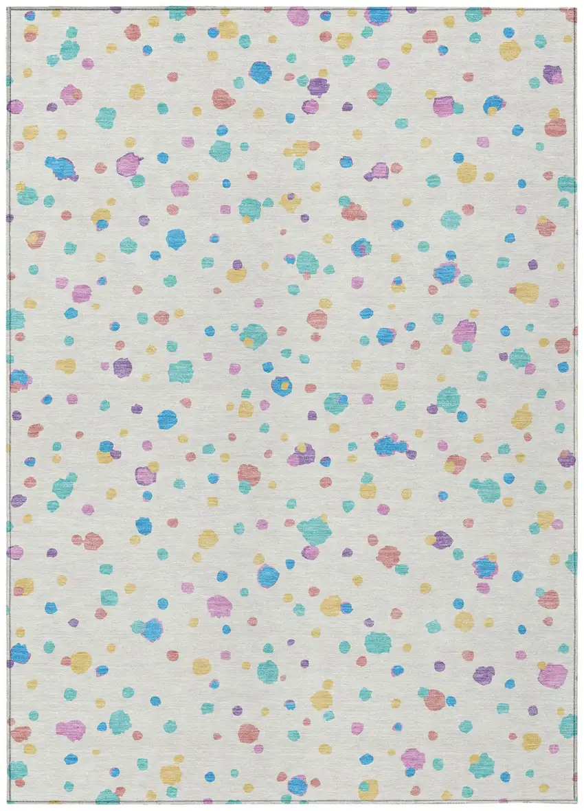Ivory And Teal Blue Geometric Washable Indoor Outdoor Area Rug Photo 2