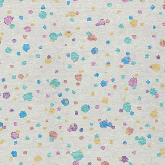 Ivory And Teal Blue Geometric Washable Indoor Outdoor Area Rug Photo 3