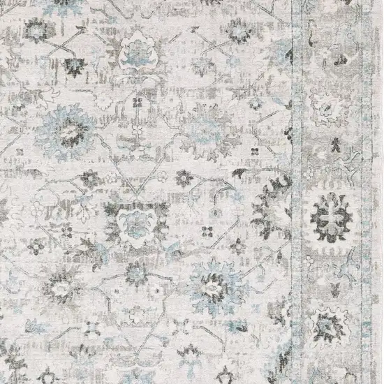 Ivory And Teal Blue Oriental Hand Tufted Area Rug Photo 7