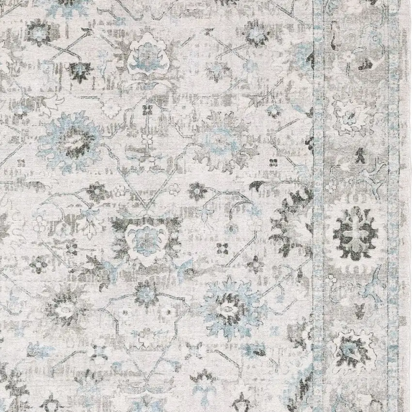 Ivory And Teal Blue Oriental Hand Tufted Area Rug Photo 7