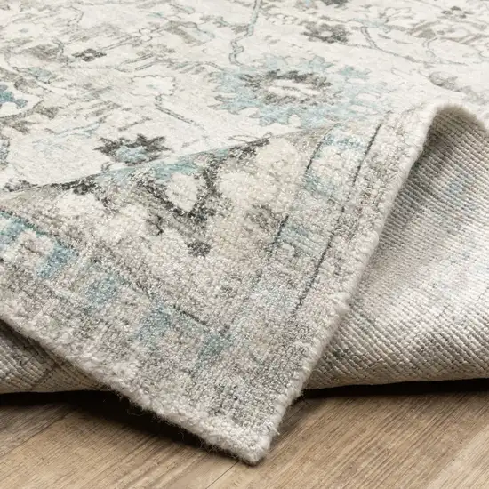 Ivory And Teal Blue Oriental Hand Tufted Area Rug Photo 9