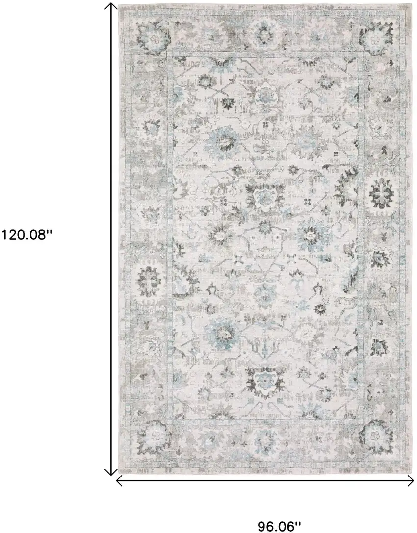 Ivory And Teal Blue Oriental Hand Tufted Area Rug Photo 3