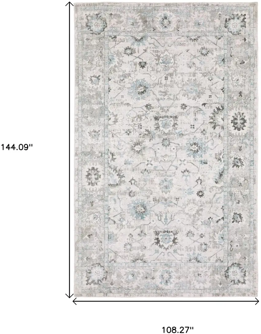 Ivory And Teal Blue Oriental Hand Tufted Area Rug Photo 3