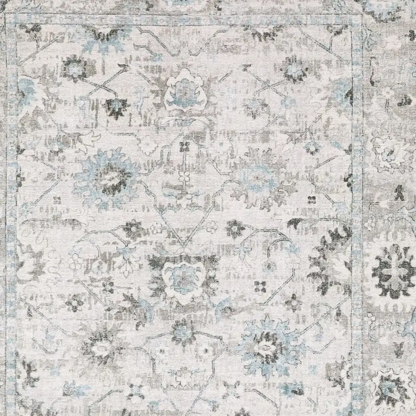 Ivory And Teal Blue Oriental Hand Tufted Area Rug Photo 7