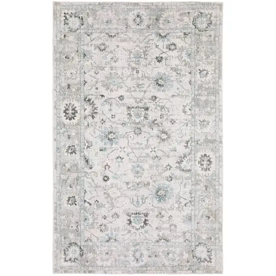 Ivory And Teal Blue Oriental Hand Tufted Area Rug Photo 5