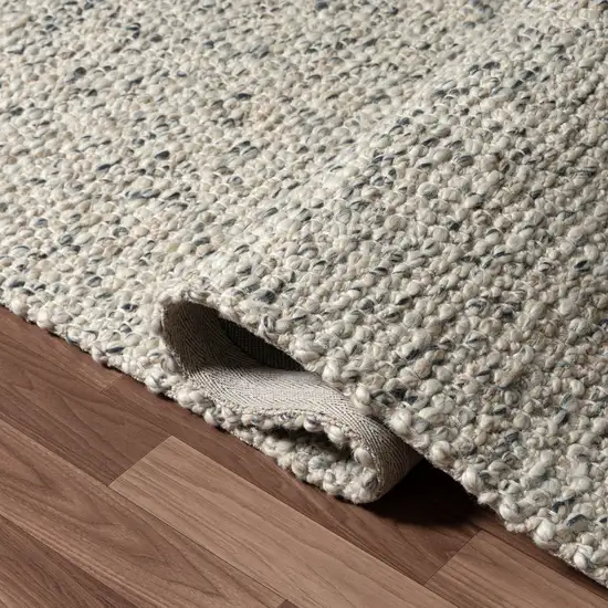 Ivory And Teal Wool Hand Woven Square Rug Photo 8