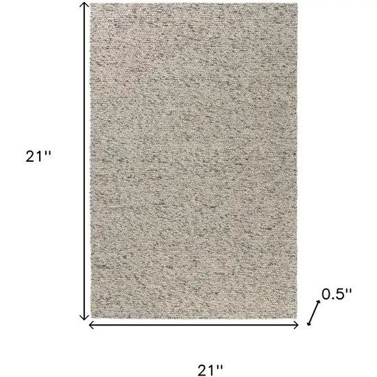 Ivory And Teal Wool Hand Woven Square Rug Photo 3