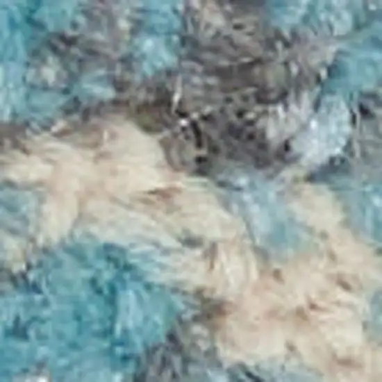 Ivory And Turquoise Botanical Leaves Area Rug Photo 2