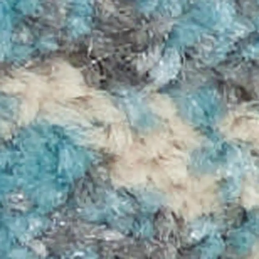 Ivory And Turquoise Botanical Leaves Area Rug Photo 3