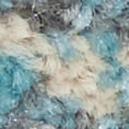 Ivory And Turquoise Botanical Leaves Area Rug Photo 2