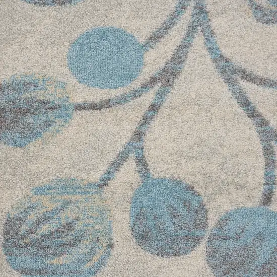 Ivory And Turquoise Botanical Leaves Area Rug Photo 4