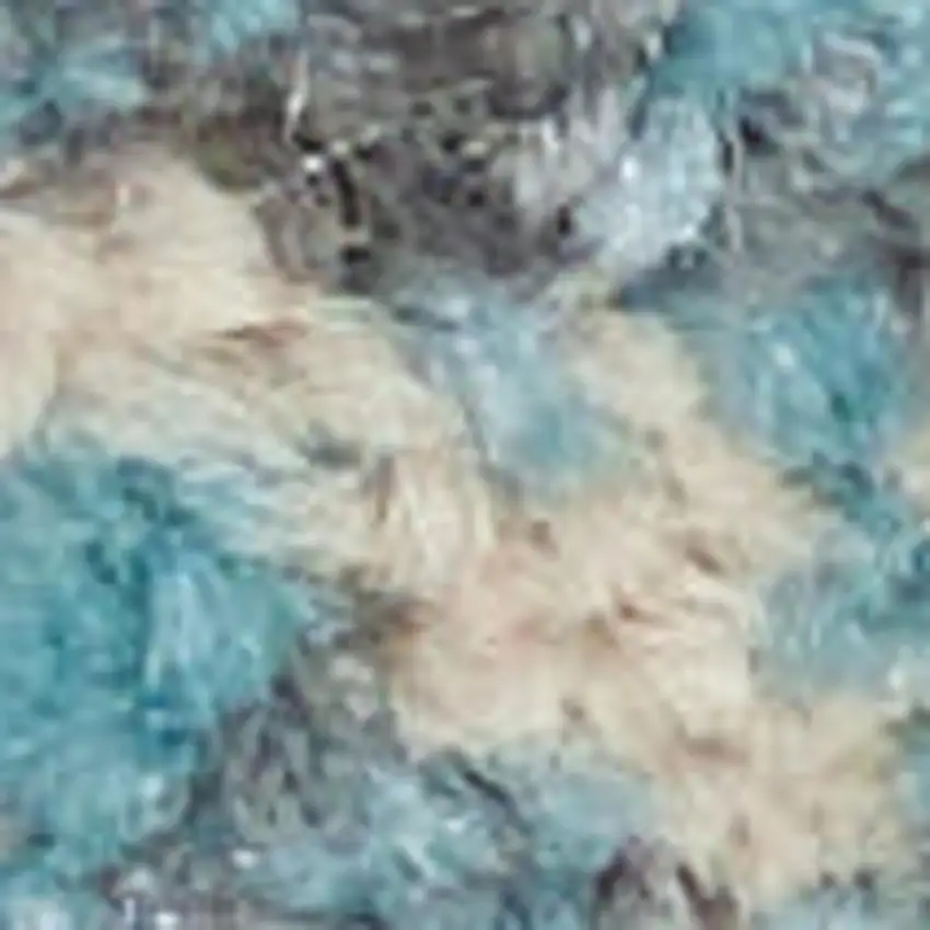 Ivory And Turquoise Botanical Leaves Area Rug Photo 2