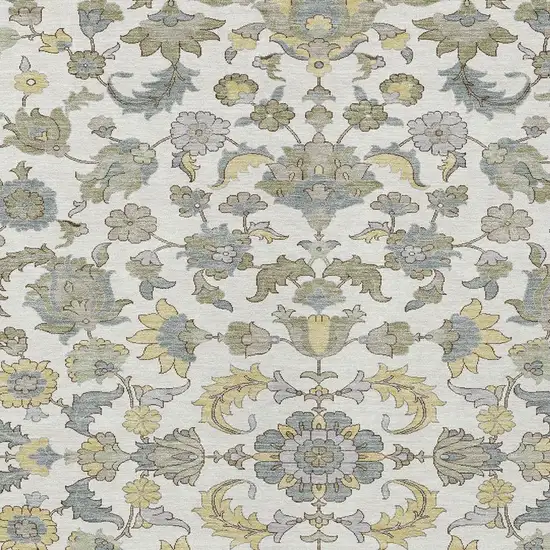 Ivory And Wheat Floral Medallion Washable Indoor Outdoor Area Rug Photo 2