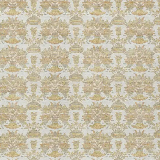 Ivory And Wheat Floral Washable Indoor Outdoor Area Rug Photo 5
