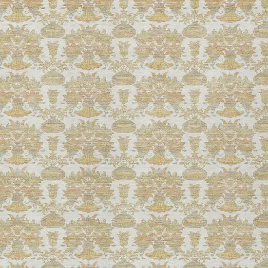 Ivory And Wheat Floral Washable Indoor Outdoor Area Rug Photo 4