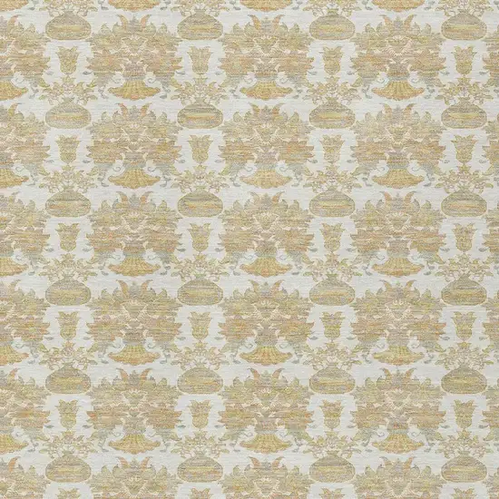 Ivory And Wheat Floral Washable Indoor Outdoor Area Rug Photo 3