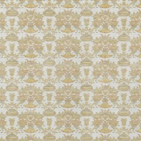 Ivory And Wheat Floral Washable Indoor Outdoor Area Rug Photo 3